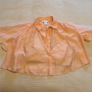 House of Harlow Peach Sheer Crop Blouse